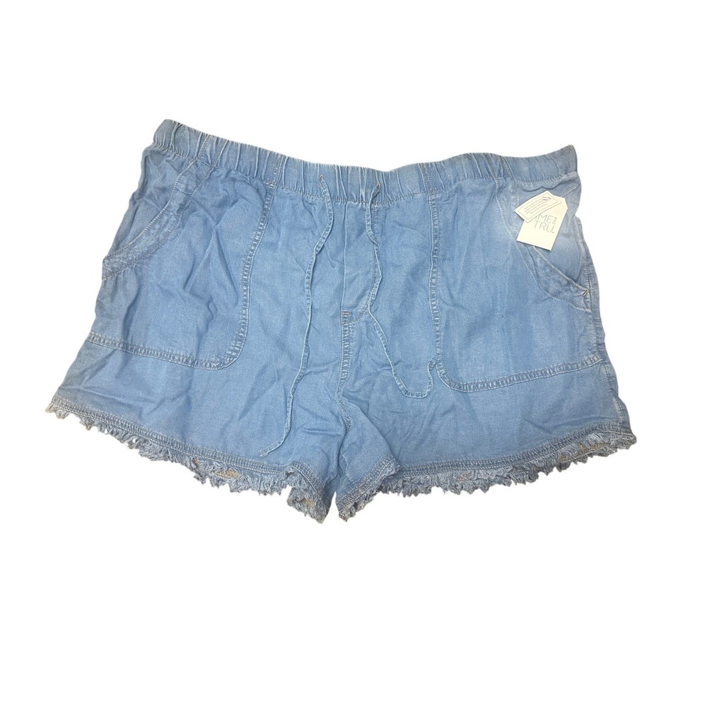 Time and Tru Womens (3XL) 22 High Rise Pull On Fray Hem Lyocell Shorts Summer